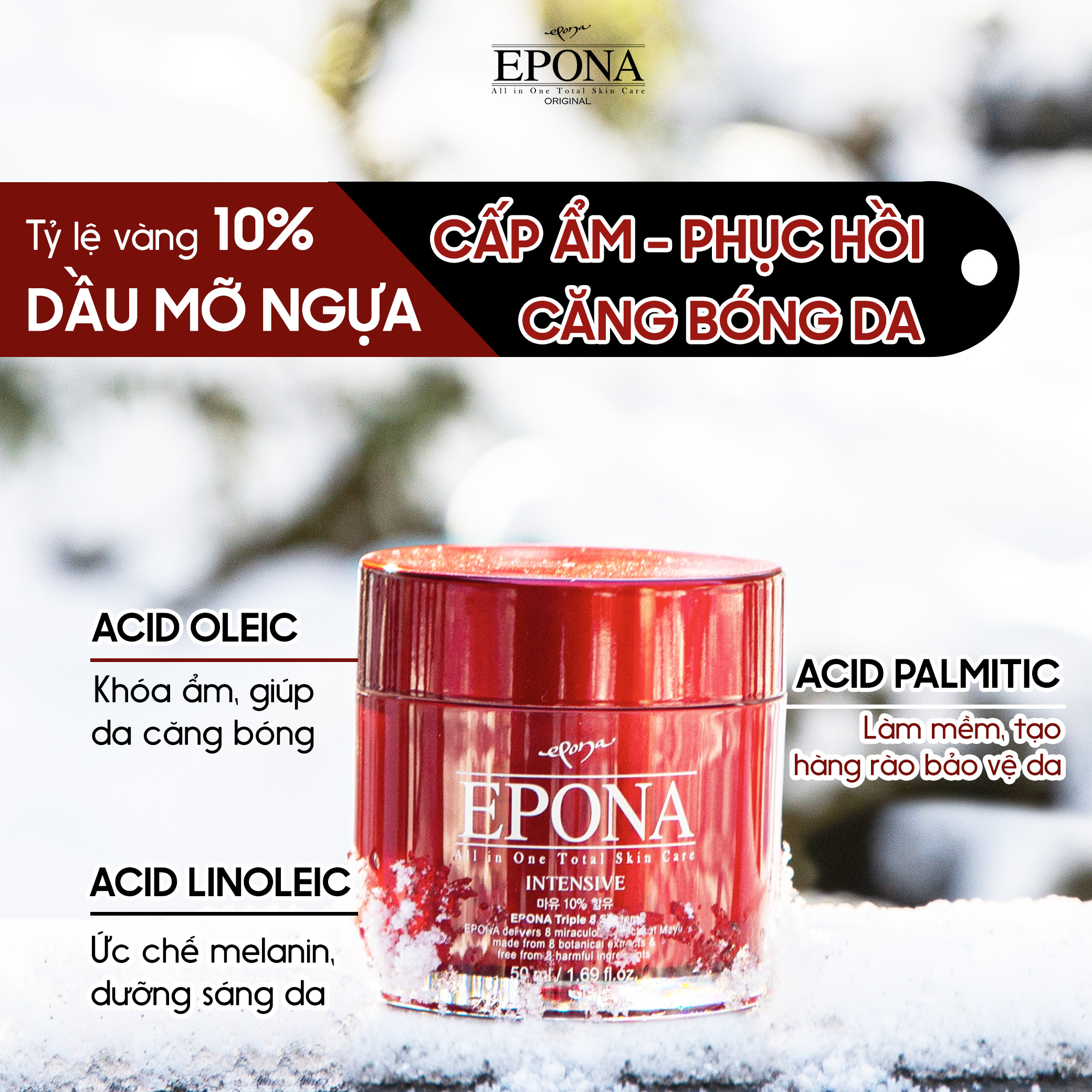 Kem Dưỡng Da Căng Bóng - Chống Lão Hoá Chiết Xuất Dầu Ngựa Epona All In One Total Skin Care Intensive 50ml