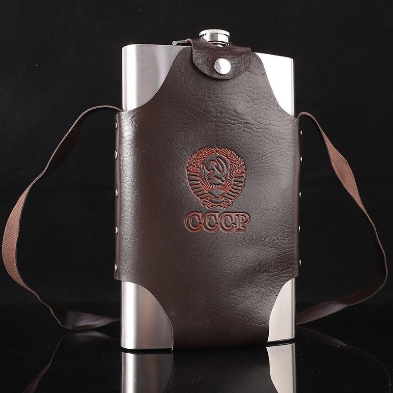 Bình tông 3,8 Lít hàng dày 0,6mm,inox 304 Cccp,tặng bao da như hình