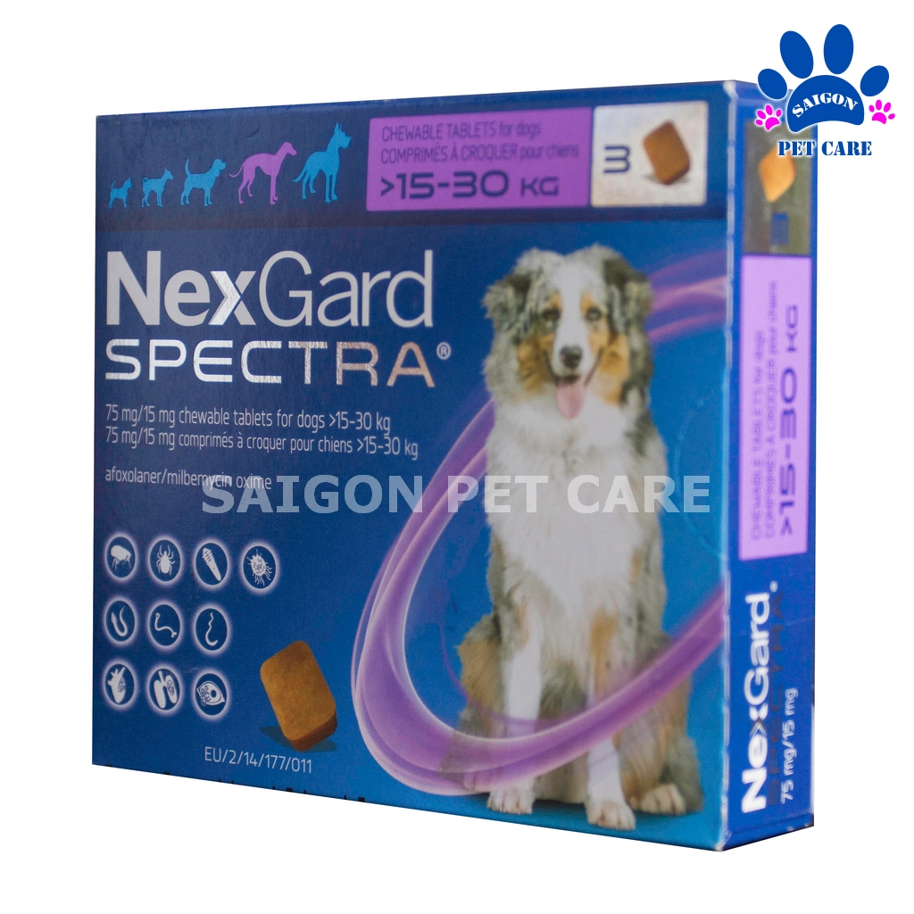 Nexgard Spectra phòng ngừa và trị ve rận, bọ chét, giun sán cho chó