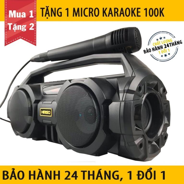 Loa Bluetooth Mini Cầm Tay Kimiso KM-S1 - 2 Bass Cực Mạnh, Tặng 1 Micro Có Dây Hát Karaoke