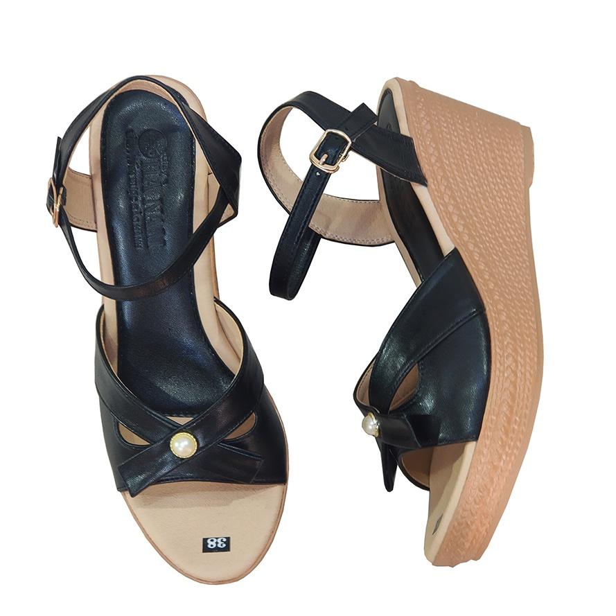 Giày Sandal Nữ Đế Xuồng HÀ NAM Da Bò Thật Thời Trang Cao Cấp 7cm DNU2148