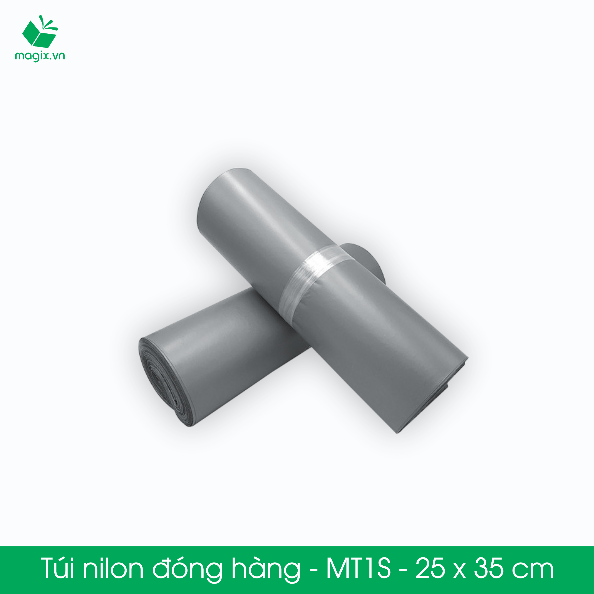 MT1S - 25x35 cm - Túi nilon gói hàng - 100 túi niêm phong đóng hàng màu xám