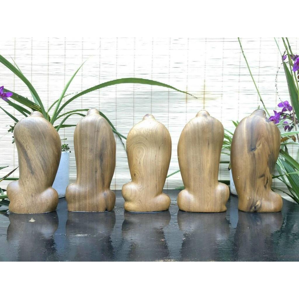 Bộ tượng phật ngũ phúc bằng gỗ bách xanh thơm nức kt cao 20×11×7cm