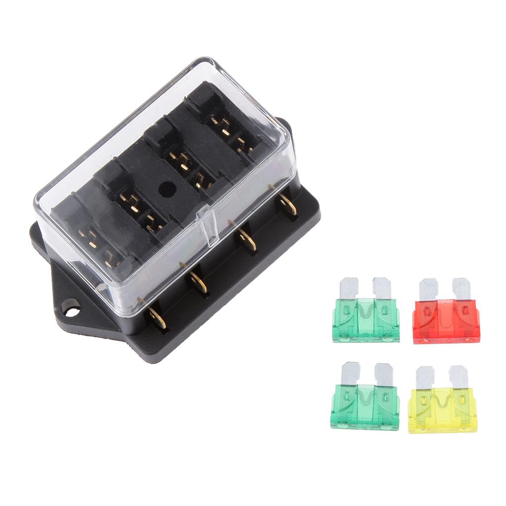 Fuse Holder Box Block 4 Way Car Auto Boat Circuit with 4 Fuse 12V /24V