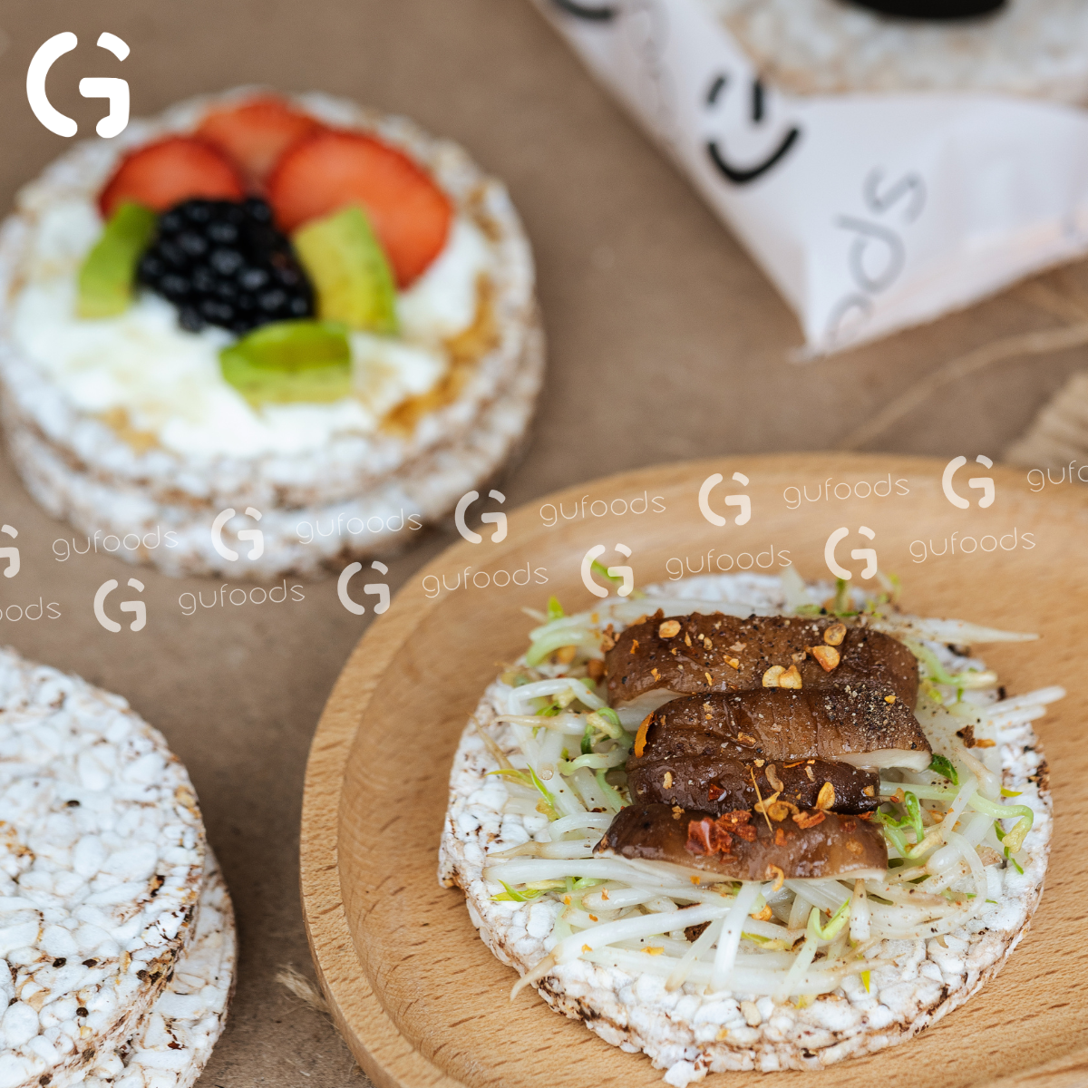 Bánh gạo lứt GUfoods vị Superfoods - Không chiên dầu, Không đường, Từ gạo và ngũ cốc nguyên hạt, Lành mạnh, Phù hợp Eat clean, Ăn vặt healthy, Thực dưỡng, Tập gym, Thuần chay