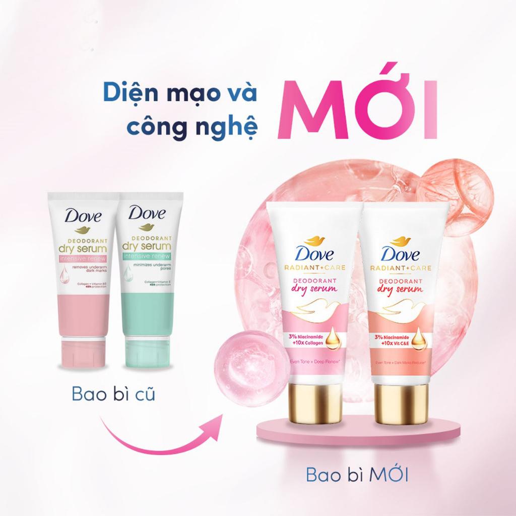 Kem Khử Mùi Dove Dry Serum Collagen &amp; Vitamin B3 Sáng Mịn Đều Màu 40ml