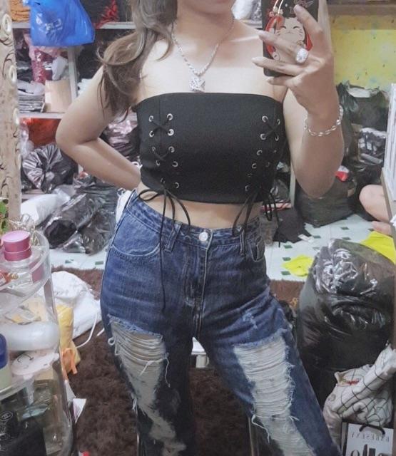 Áo Ống Croptop Đan Dây Eo - Kèm Ảnh Thật