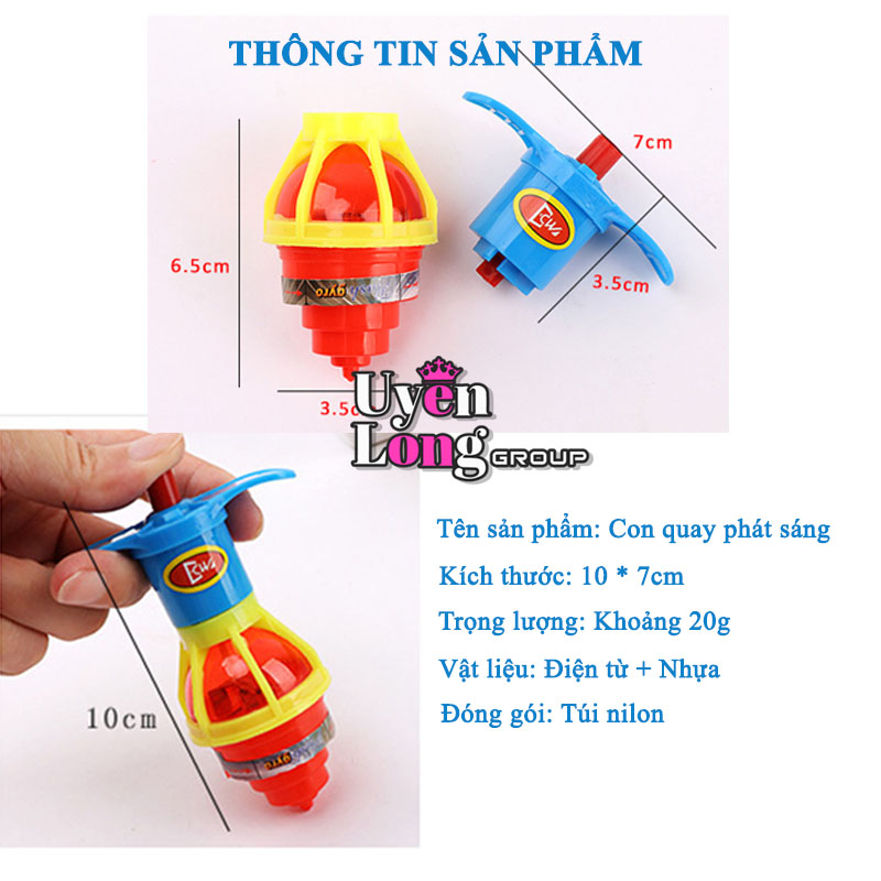 Con Quay, Cù Quay Phát Sáng Cho Bé, Đa Dạng Màu Sắc, Nhựa An Toàn Khi Chơi