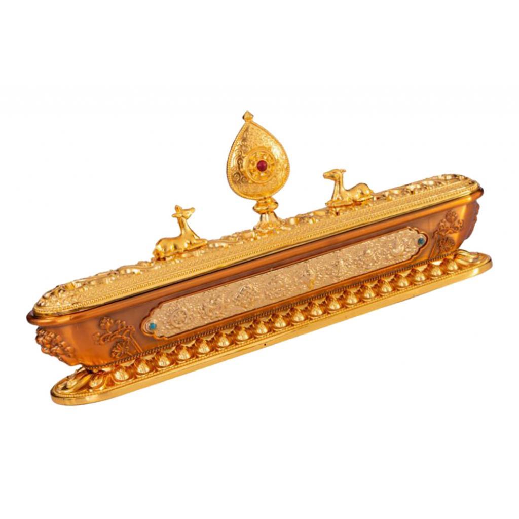Japanese Style Incense Burner Holder - Rectangle, Gold