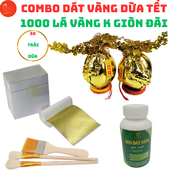 [DÁT VÀNG DỪA ĐẸP NHẤT] Combo Dát vàng 30 trái dừa chưng Tết 1000 lá K GIÒN ĐÀI đẹp nhất trong các loại lá dát vàng