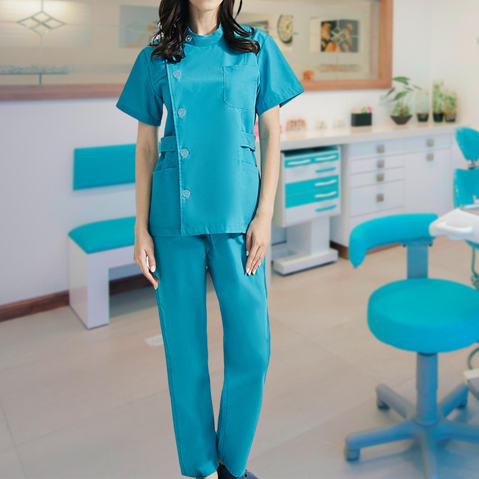 Women Scrubs Sets Top Jogger Pants Doctor Workwear Healthcare Soft Drawstring Pants Nurse Costume Nursing Uniforms for Massaging Esthetician