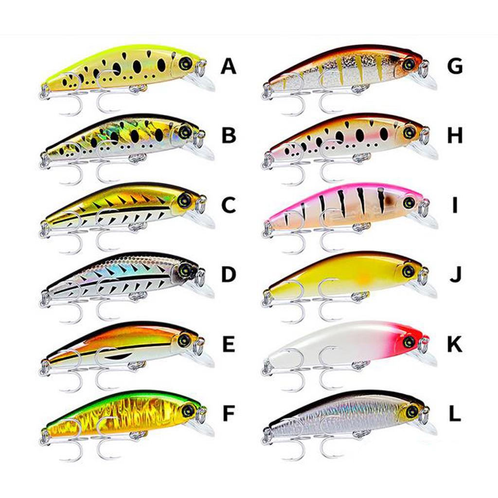 Minnow Fishing Lure 3D Eyes Crankbait Hard Bait with Treble Hook Type 1