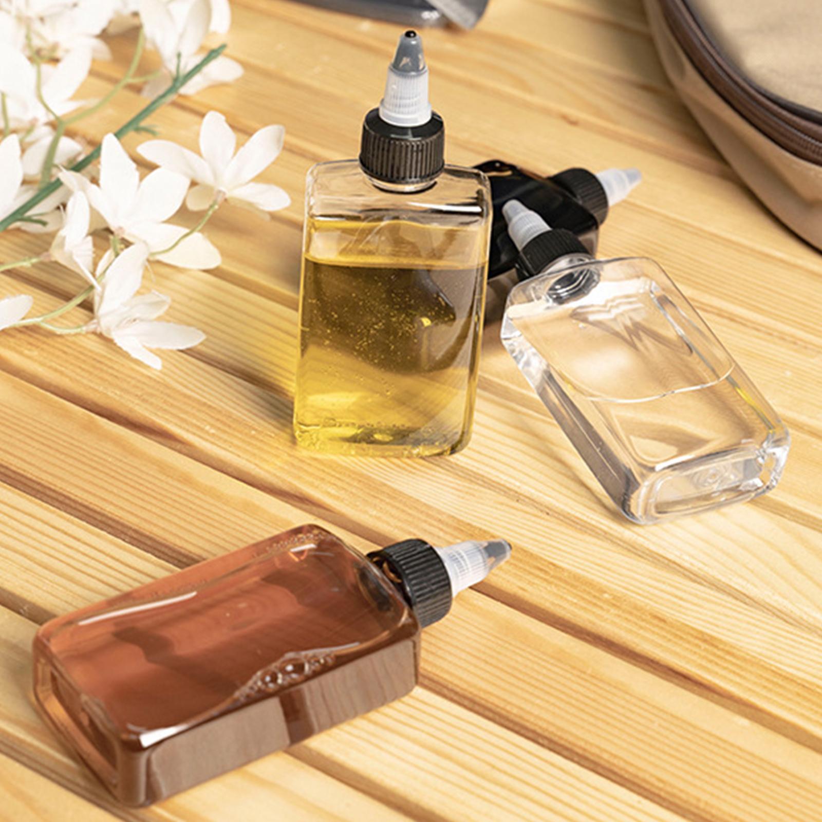 Oil and Vinegar Bottle Set 3 Pack 100ml Olive Oil Dispenser Bottles Liquid, Dressings Plastic Containers Leakproof Lids Non Drip Spout Easy Fill