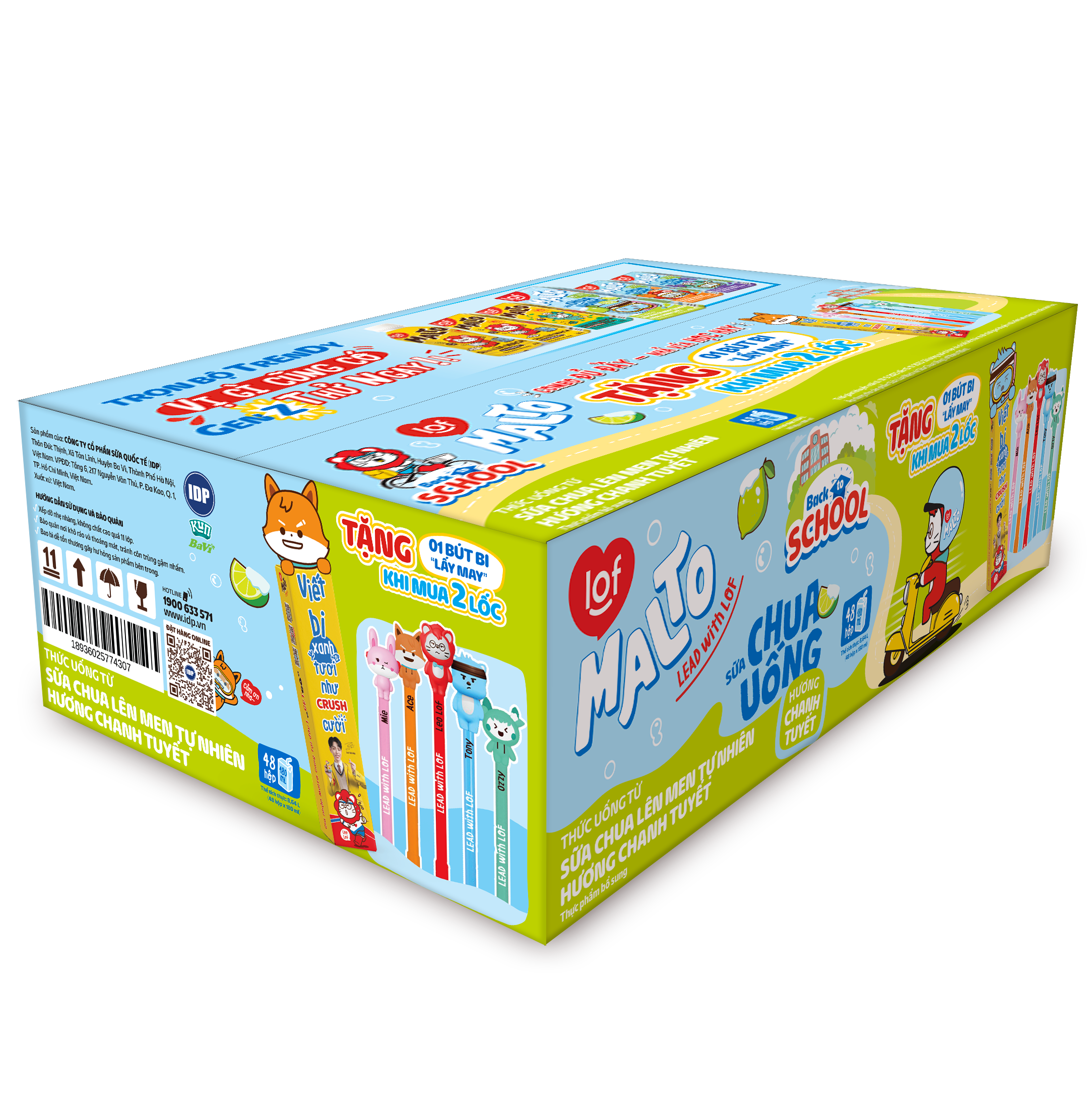 LOF MALTO_Sữa chua uống hương chanh tuyết thùng 48 hộp x 180ml