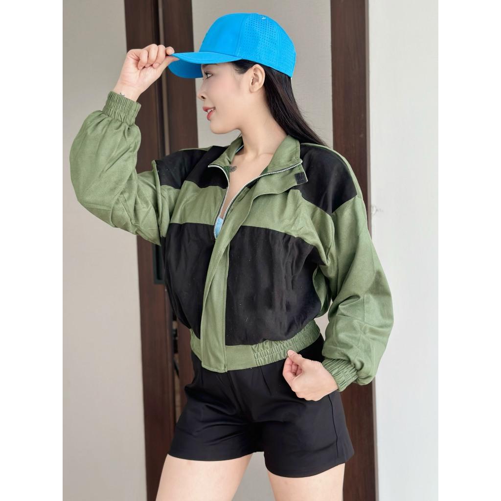 [LZ] Áo khoác da lộn nữ da lộn 2 lớp phối màu đẹp siêu chất-A2156 - Tím
