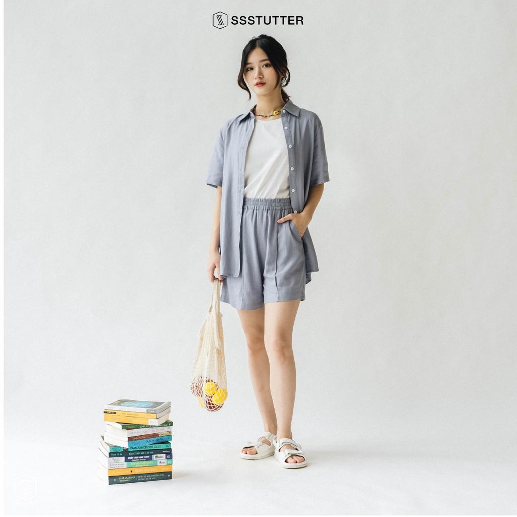 Quần short nữ SSSTUTTER cạp chun chất linen thoải mái summerset shorts