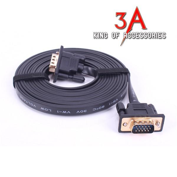 Cable VGA 1,5m dây mềm &amp; dẹp dây màu đen