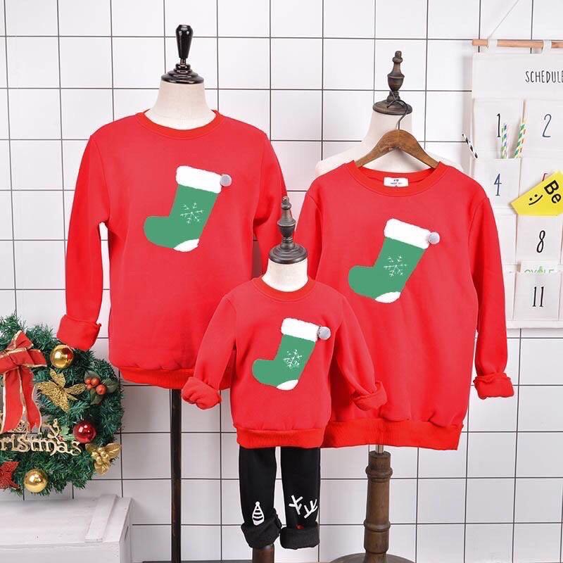 Áo sweater thu đông nam nữ vớ noel có bigsize vải bông ngoại dày mịn