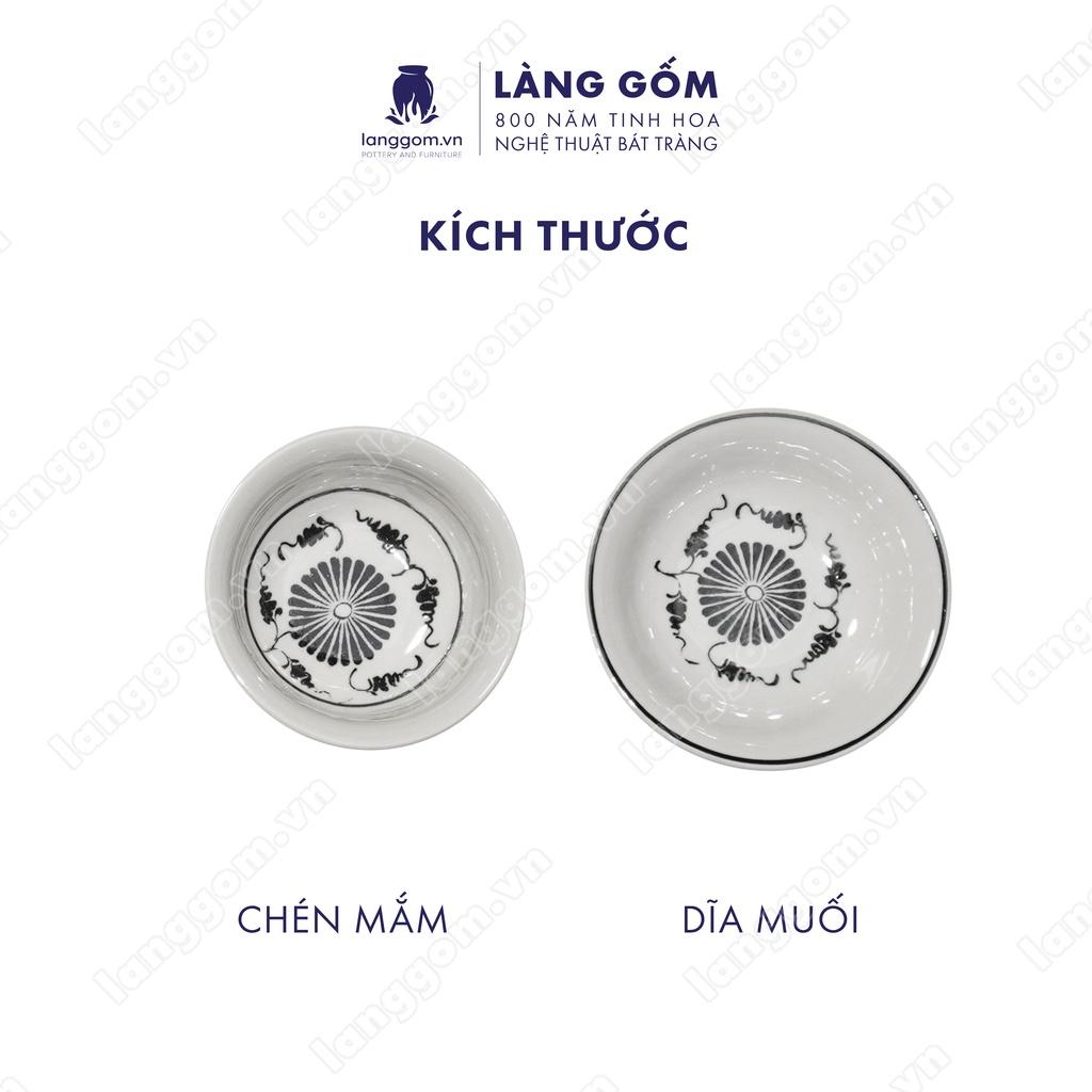 Bộ bàn ăn vẽ hoa mặt trời đen - Size: 55cm - Gốm sứ Bát Tràng - Làng Gốm