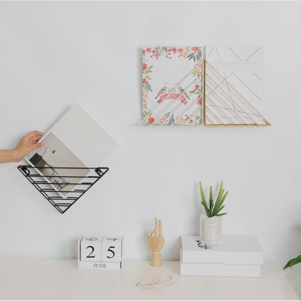 Triangle Book Holder Minimalist Bookshelf Desktop Organizer Rack A Gold