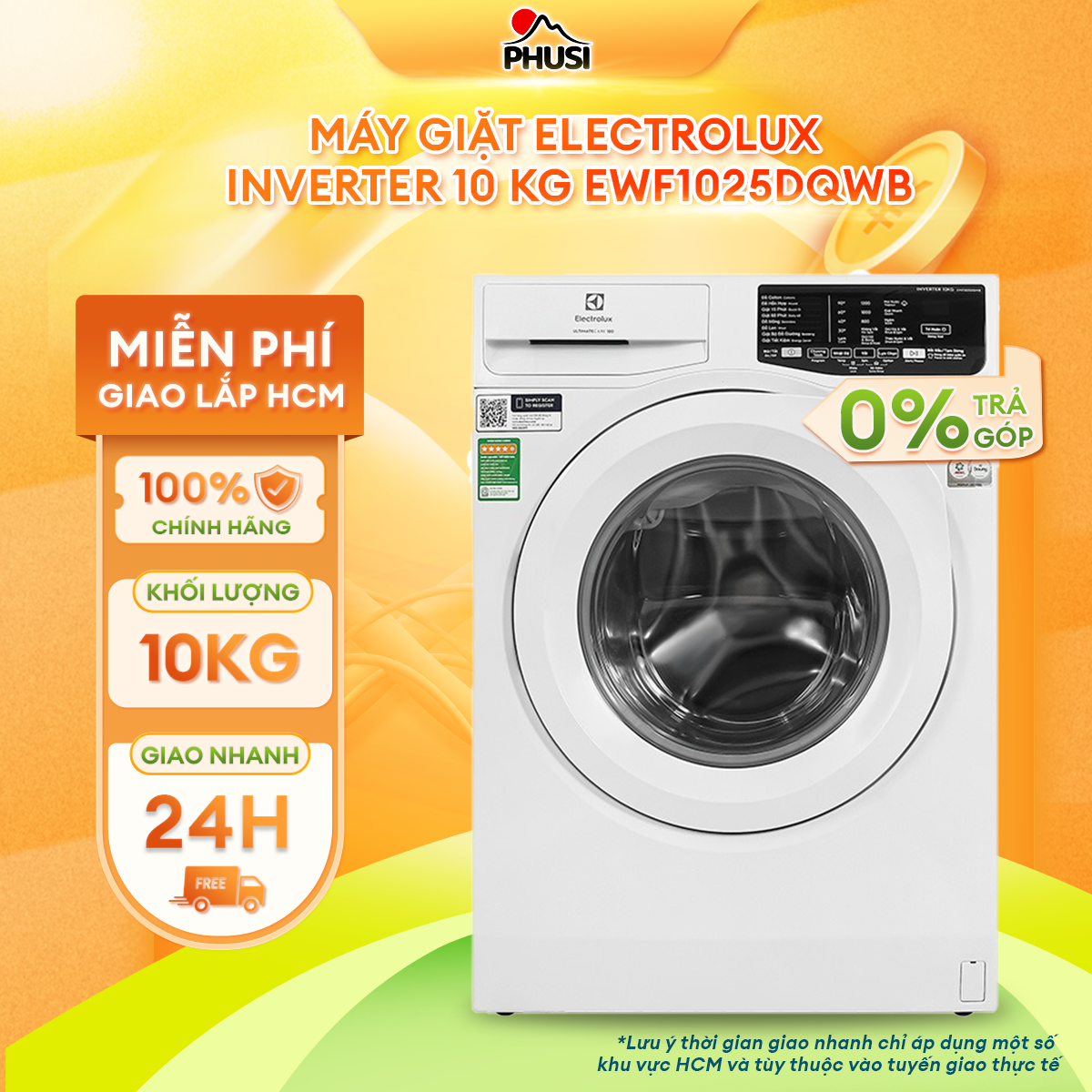 Máy giặt Electrolux UltimateCare 100 Inverter 10 kg EWF1025DQWB - Hàng chính hãng - Chỉ giao HCM