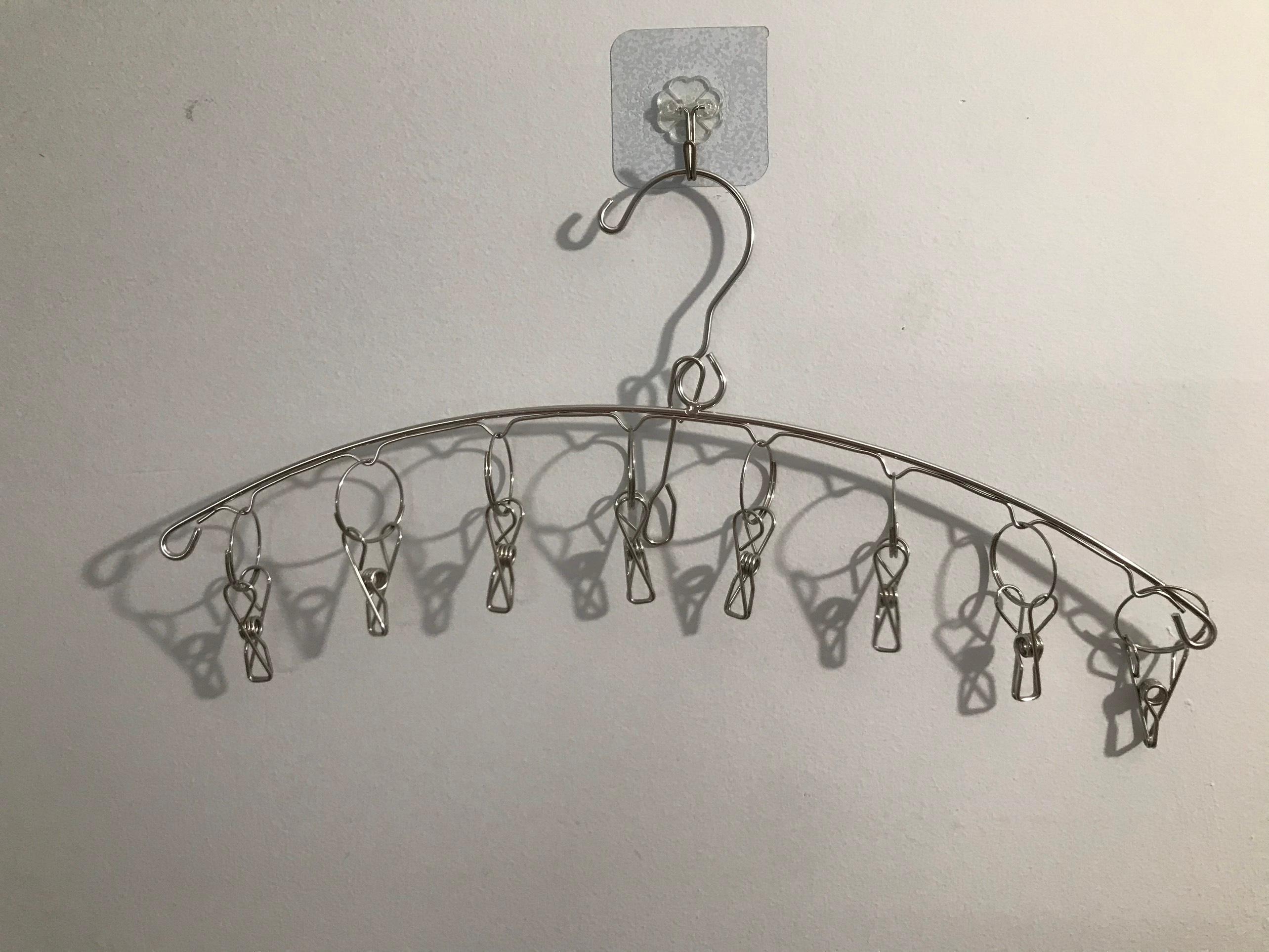 Móc treo quần áo, móc phơi đồ inox chống rơi, có 8 kẹp cố định- Phơi quần áo trẻ em, treo đồ nhà tắm, treo tất vớ, đồ lót - Hàng Chất Lượng