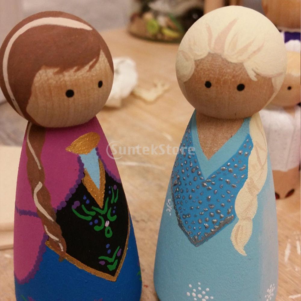 40 Pieces/Set Solid Hard Wood People 43mm Natural Unfinished Wooden Family Wood Peg Dolls Ready for Paint or Stain Wedding Cake Topper