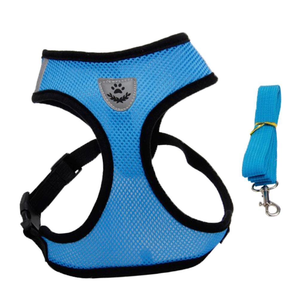 Pet Harness Chest Back Vest Dog Adjustable Harness Reflective 3 Blue S