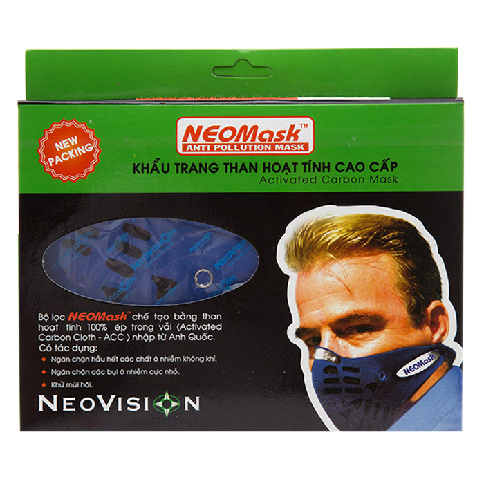 Khẩu Trang Than Hoạt Tính NeoVision -NeoMask - NM (Quàng Gáy) - Xanh bích