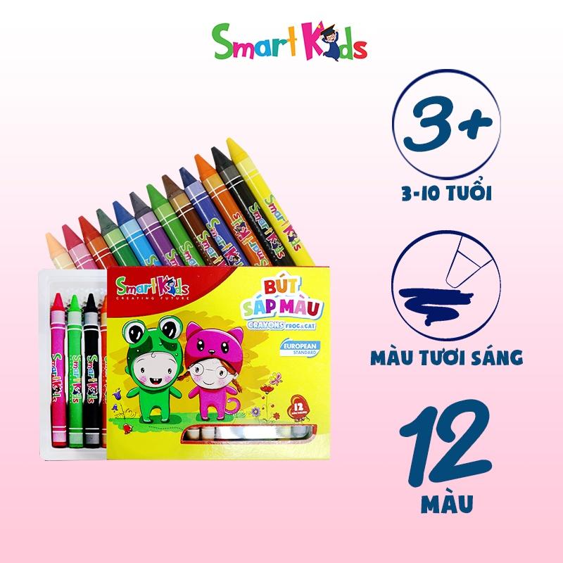 Sáp màu Smartkids FROG và CAT khay nhựa (Hộp 12 màu)