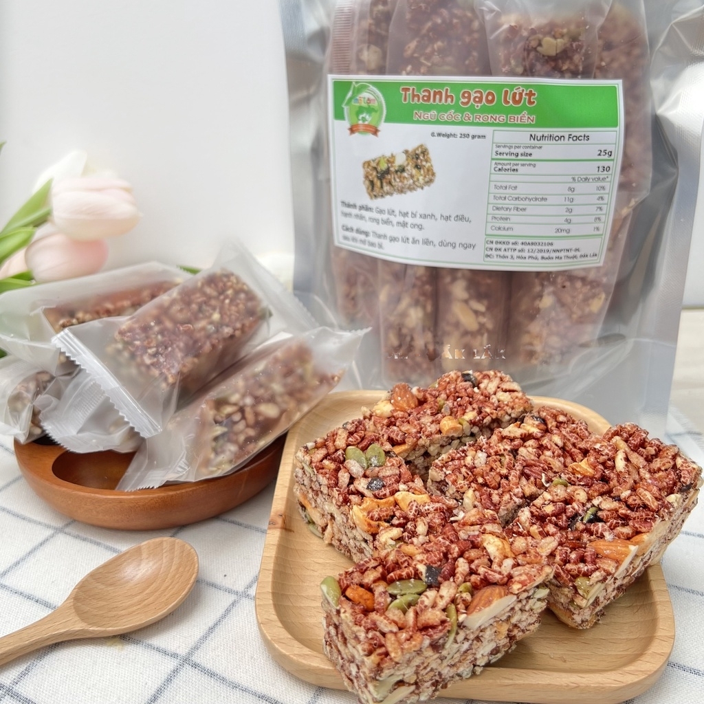 Thanh gạo lứt ngũ cốc rong biển 250g, siêu hạt,  giàu dinh dưỡng, hỗ trợ Ăn Kiêng, Giảm Cân hiệu quả