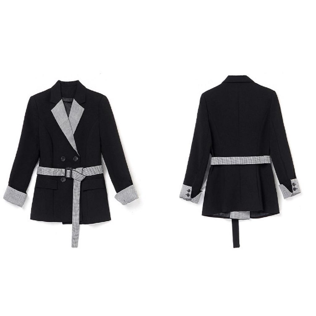 Set bộ Vest phối caro kèm thắt lưng