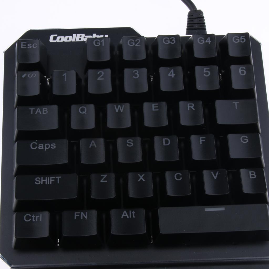 Gaming Keyboard 35 Keys 7 Colors LED Backlit Wired Single Hand Gamer Keyboard for PUGB Mobile