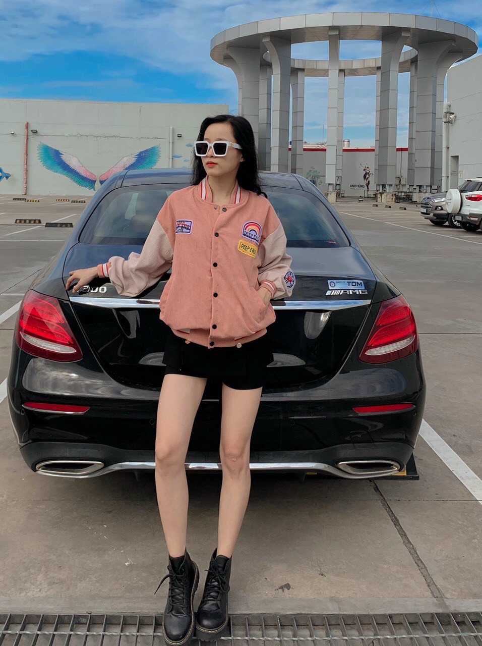 Áo khoác bomber unisex chất nhung form rộng Thêu Deep End phong cách ulzzang