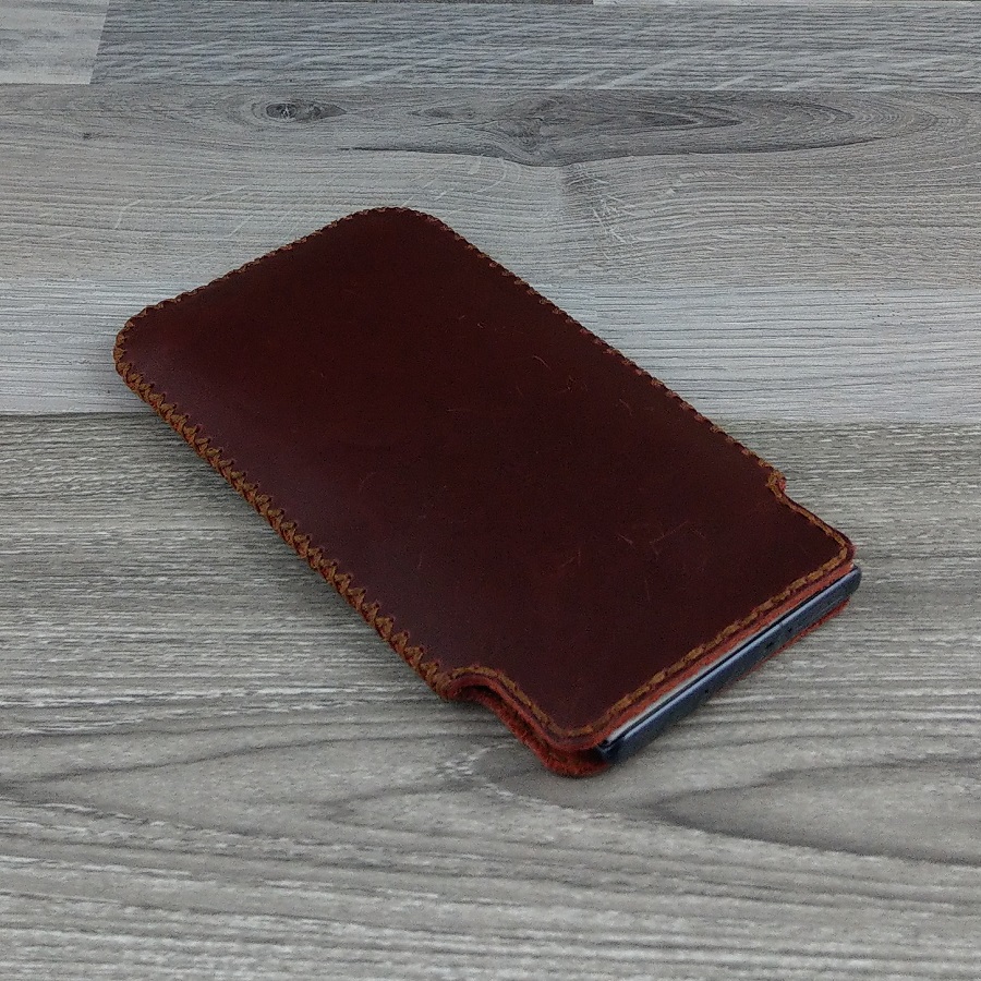 Bao Da Túi Rút dành cho Iphone X/XS Da Bò Sáp Màu Nâu Đỏ