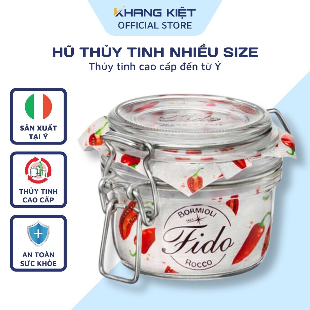 Hũ thủy tinh Italy Bormioli Rocco Fido 130ml, nắp ron kín hơi, cất trữ thực phẩm trong ngăn đông tủ lạnh