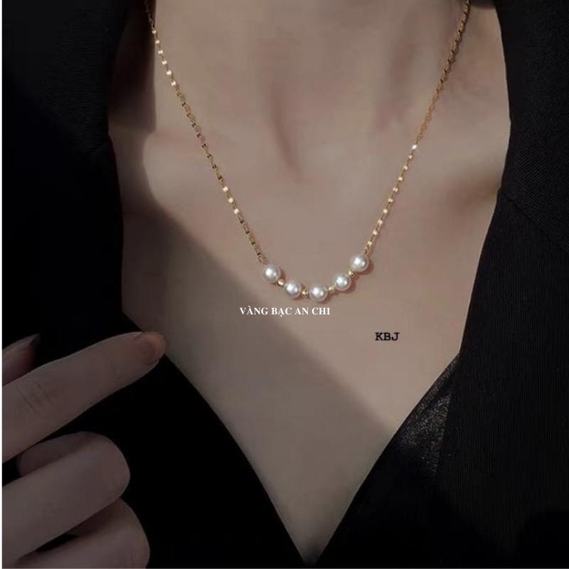 Dây chuyền bạc,Vòng cổ hạt trai thật trẻ trung thanh lịch, an chi jewelry