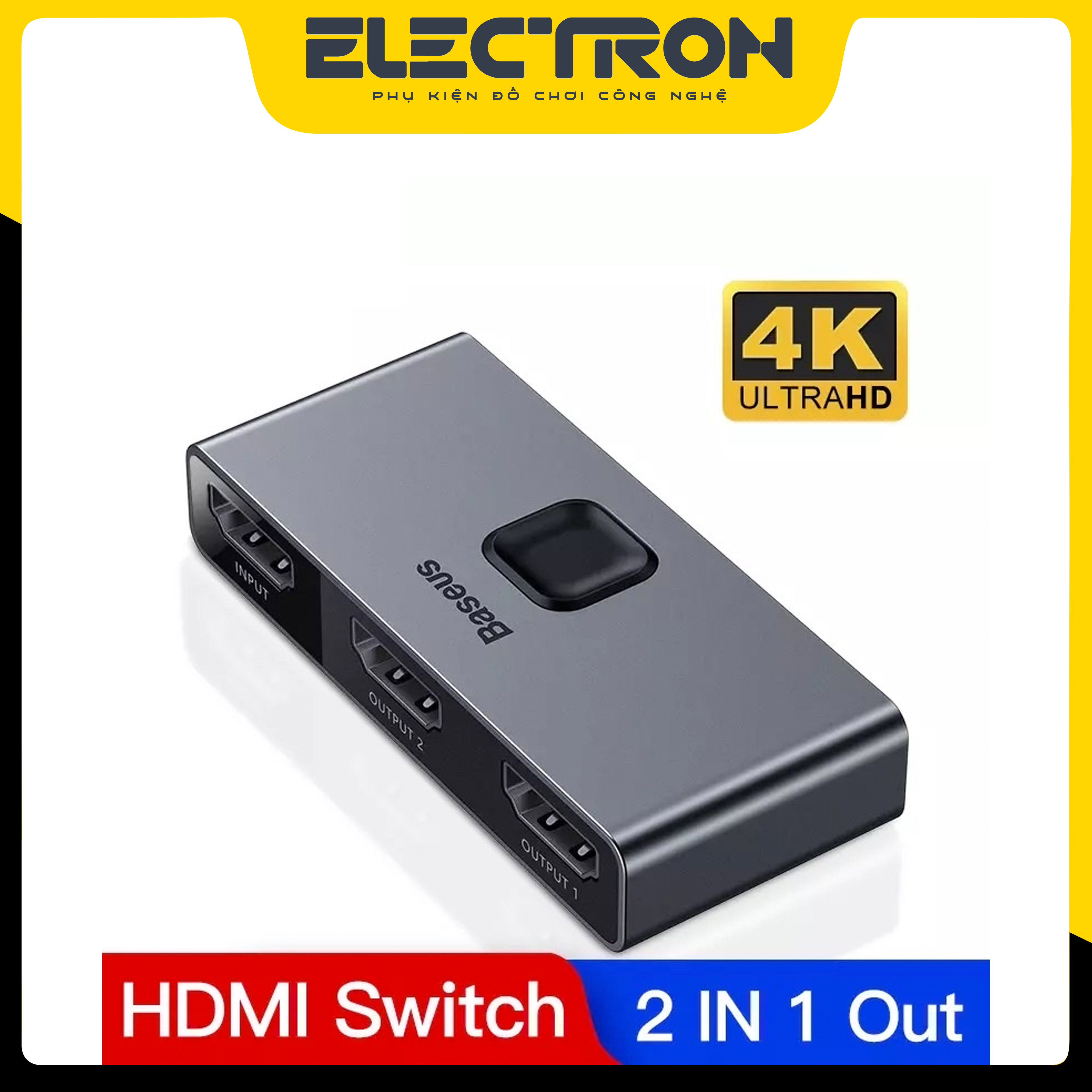 Thiết bị chia cổng HDMI 2 chiều Baseus Matrix HDMI Splitter - Hàng Chính Hãng