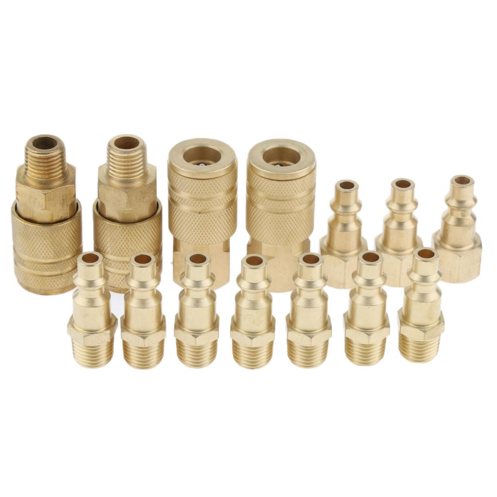 14 Miếng Đầu Nối Nhanh Bộ Không Khí Đầu Nối Ống Phụ Kiện 1/4 NPT Dụng Cụ Cắm