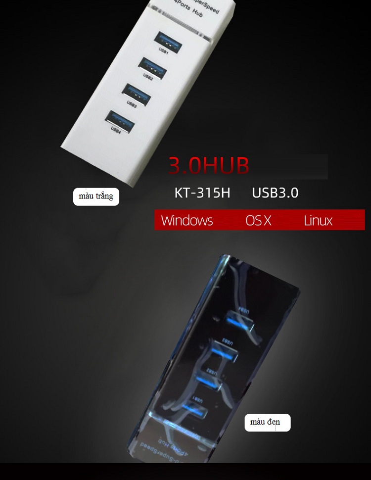 Thiết Bị Kết Nối Đa Cổng Cắm Chia 4 Cổng USB 3.0 Nhỏ Gọn