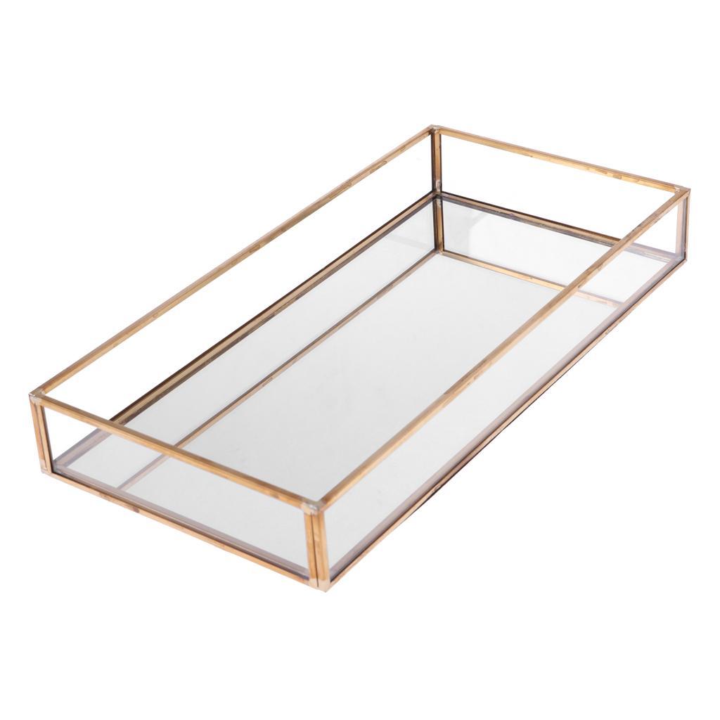 2 Vintage Glass Jewelry Tray with Brass Edge Jewelry Holder Wedding Favors