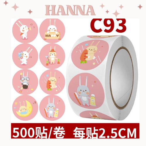 Cuộn 500 sticker nhãn dán cute hình mèo con dễ thương