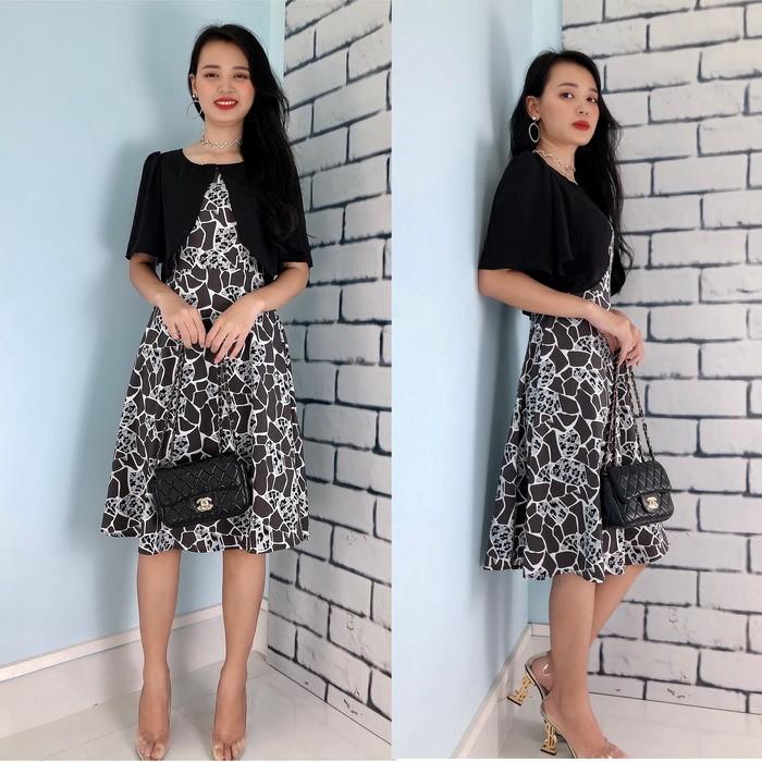 Đầm xòe đính áo khoác ngoài