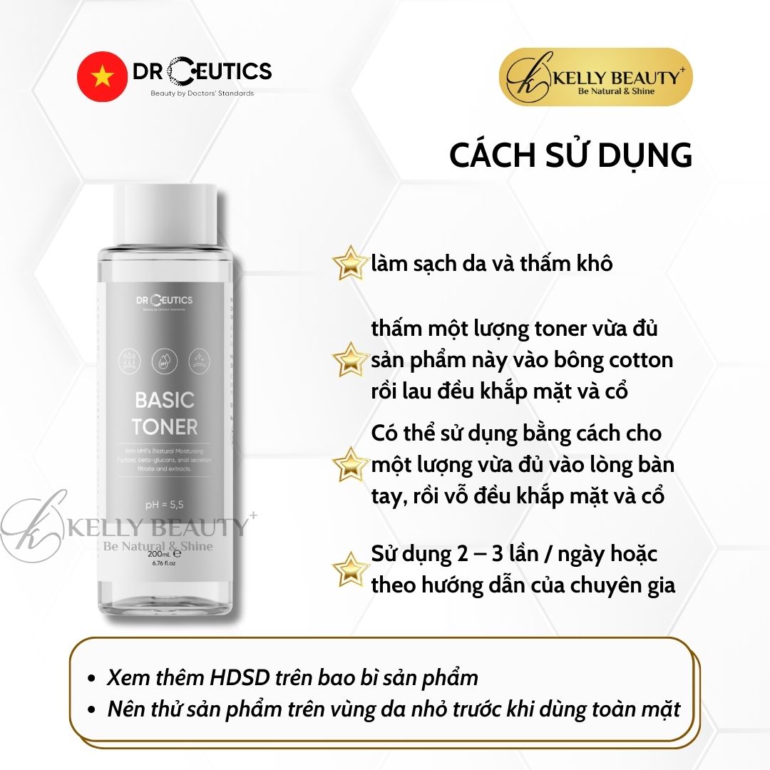 Basic Toner DrCeutics - Dung Dịch Cân Bằng Da, Cấp Ẩm Làm Dịu Làn Da | Kelly Beauty