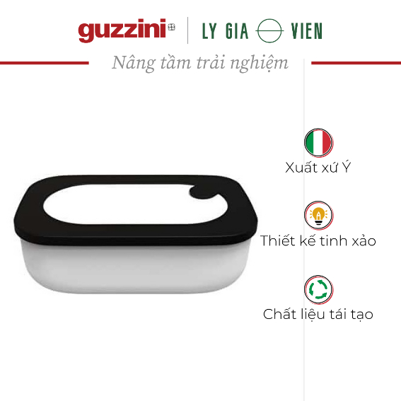 Hộp Đựng Cơm Trưa Thiết Kế Có Ngăn Guzzini Store &amp; Go Lunchbox With Case - Thân Thiện Với Lò Vi Sóng &amp; Máy Rửa Chén - Nắp Được Thiết Kế 2 Lớp Chống Rò Rỉ