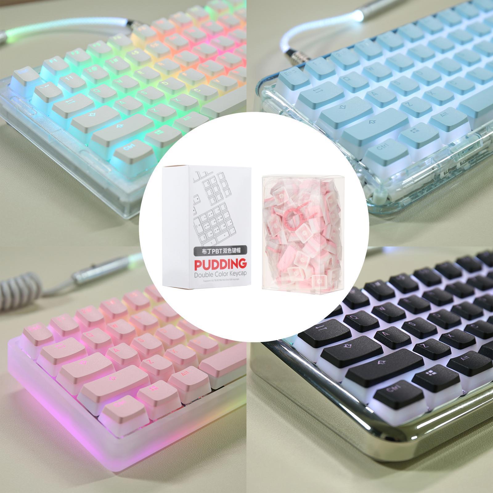 PBT Pudding Keycaps 108 KeysDoubleshot Keycap Set for PC Gaming