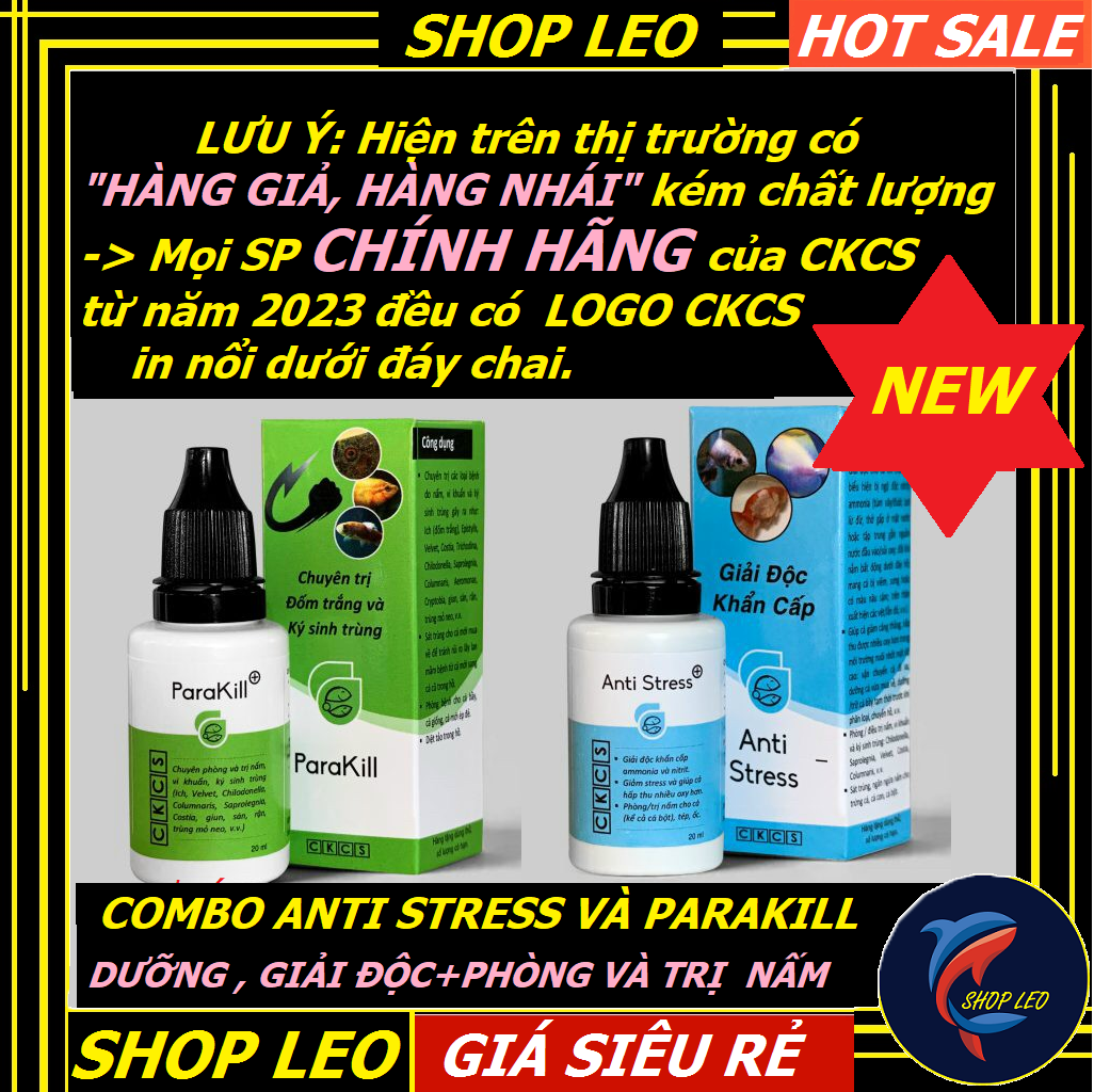 Combo Anti stress và Parakill - xử lý và phòng nấm hiệu quả- Dưỡng và giải độc cá cảnh-phụ kiện cá cảnh-shopleo