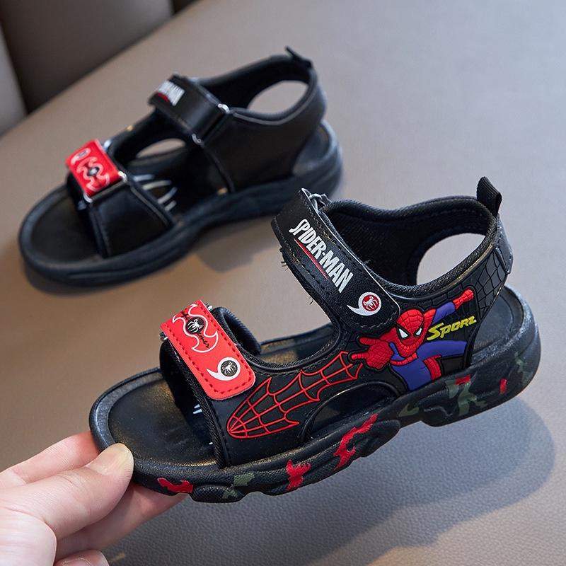 Sandal cho bé trai, giày đi học cho bé sandal siêu nhân nhện Spider man đẹp thời trang quai dán cho bé đi học
