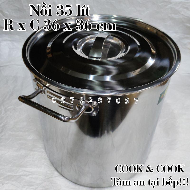 Nồi súp inox 30, 35 lít đáy từ size 36 nồi hầm xương, nồi luộc gà, nồi luộc bánh chưng, nồi phở