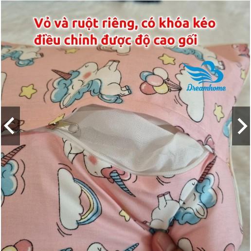 Gối Trẻ Em Cotton 100% Xuất Hàn Cho Bé Từ 1-5 Tuổi, Gối Cotton 100% Cho Bé 30 x 42cm Mềm Mát